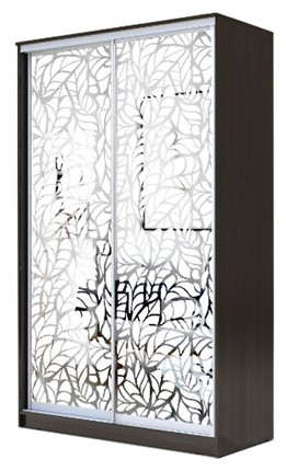 Шкаф 2-х створчатый 2200х1500х420 два зеркала, "Листья" ХИТ 22-4-15-66-17 Венге в Архангельске - изображение