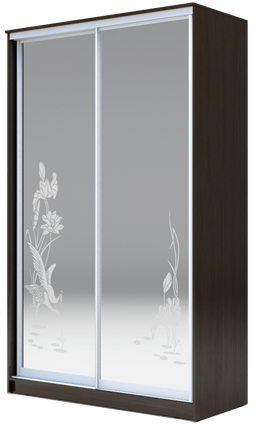 Шкаф 2-х дверный 2400х1682х420 два зеркала, "Цапли" ХИТ 24-4-17-66-01 Венге Аруба в Архангельске - изображение