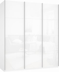 Шкаф-купе Прайм (3 Белое стекло) 2100x570x2300, белый снег в Архангельске - предосмотр