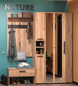 Шкаф для прихожей Nature 87, фасад зеркало, Дуб табачный Craft-Черный в Архангельске - предосмотр 5