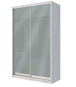 Шкаф 2-х створчатый Хит-22-12-22 с цветным стеклом, средне-серый 074, Дуб крафт белый в Архангельске
