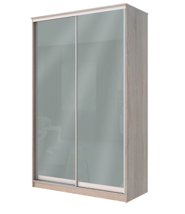 Шкаф двухдверный Хит-22-12/2-22 с цветным стеклом, средне-серый 074, Дуб сонома в Архангельске - изображение