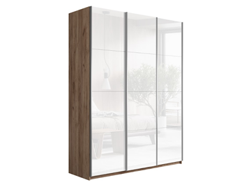 Шкаф трехдверный Прайм (3 Белое стекло) 1800x570x2300, Крафт табачный в Архангельске
