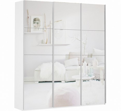 Шкаф трехстворчатый Прайм (3 зеркало) 1800x570x2300, белый снег в Архангельске - изображение