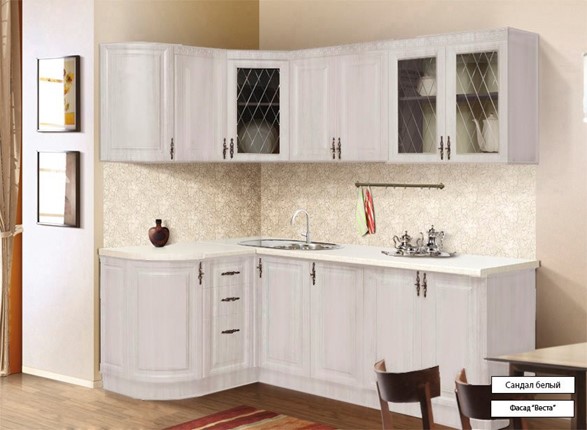 Модульная кухня Веста 1330х2200, цвет Сандал белый в Архангельске - изображение