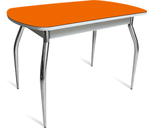 Кухонный раскладной стол ПГ-07 СТ1 белое/оранжевое/35 хром фигурные гнутые в Архангельске - изображение
