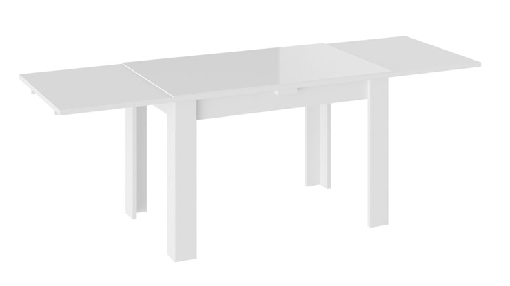Кухонный стол раскладной Норман тип 1, цвет Белый/Стекло белый глянец в Архангельске - изображение 1