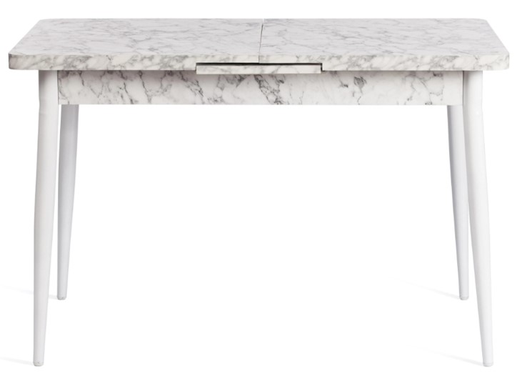 Обеденный раздвижной стол ALTA (mod. 1183) ЛДСП+меламин/металл, 120+30х70х75, белый мрамор/белый, арт.19486 в Архангельске - изображение 2