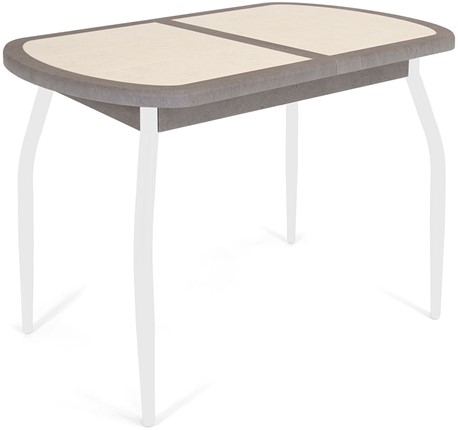 Раздвижной стол Будапешт-1 ПЛ (ноги белые, плитка бежевая/серый камень) в Архангельске - изображение