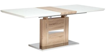 Кухонный раскладной стол FOSTER (mod. 8070) high glossy/закаленное стекло, 160/200x90x75, дерево/белый в Архангельске