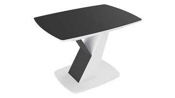 Кухонный стол раздвижной Гарда тип 1, цвет Белый/Стекло матовое черный графит в Архангельске