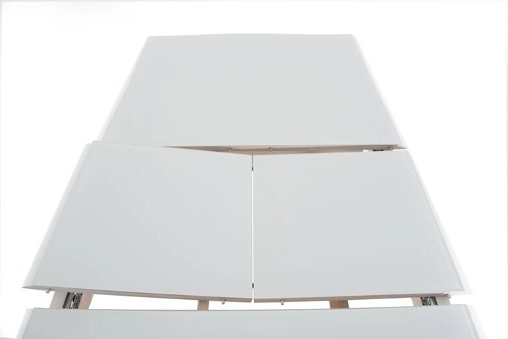 Кухонный стол раскладной Кабриоль GLASS 1200х800, (Тон 9 - Эмаль белая + Белое стекло) в Архангельске - изображение 4