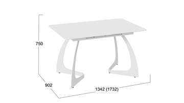 Кухонный стол раскладной Конкорд Тип 2 (Белый муар/Стекло матовое белое) в Архангельске - предосмотр 7