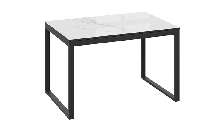 Обеденный раздвижной стол Маркус Тип 1 (Черный муар, Стекло белый мрамор) в Архангельске - изображение 2