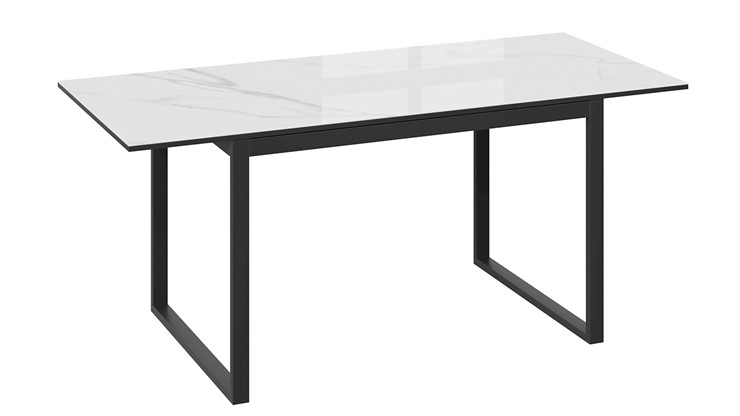 Обеденный раздвижной стол Маркус Тип 1 (Черный муар, Стекло белый мрамор) в Архангельске - изображение 3