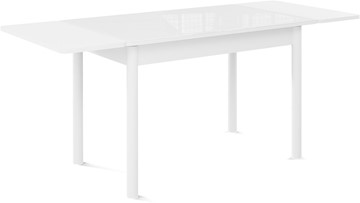 Раздвижной стол Милан-1 EVO, ноги металлические белые, стекло белое/серый в Архангельске - предосмотр 1