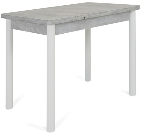 Кухонный раздвижной стол Милан-1 EVO, ноги металлические белые, светлый цемент в Архангельске - изображение