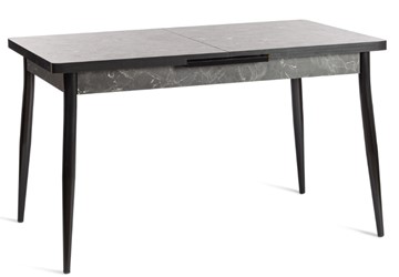Кухонный стол раздвижной MOLLY (mod. 1171) ЛДСП+меламин/металл, 120+38х80х78, чёрный мрамор/чёрный в Архангельске