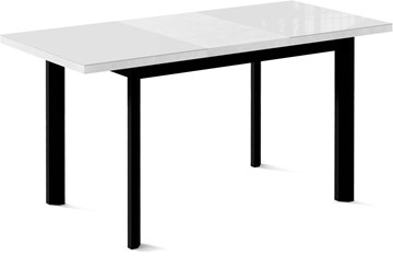 Кухонный раскладной стол Нагано-1G (ноги черные, стекло cristal/белый цемент) в Архангельске - предосмотр 1