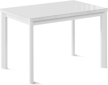 Кухонный стол раздвижной Нагано-2G (ноги металлические белые, стекло cristal/белый цемент) в Архангельске - предосмотр