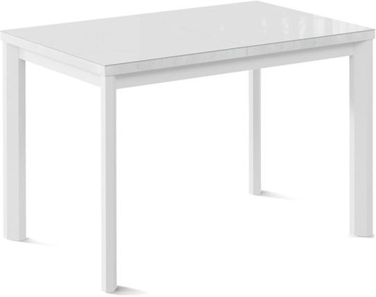 Кухонный раздвижной стол Нагано-3G (ноги металлические белые, стекло cristal/белый цемент) в Архангельске - изображение