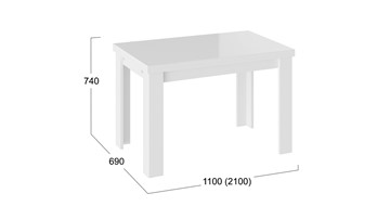 Кухонный стол раскладной Норман тип 1, цвет Белый/Стекло белый глянец в Архангельске - предосмотр 2