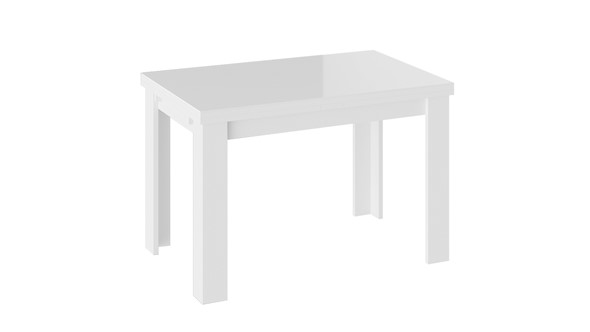Кухонный стол раскладной Норман тип 1, цвет Белый/Стекло белый глянец в Архангельске - изображение