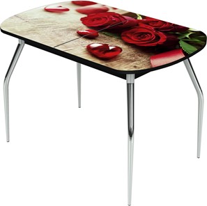 Кухонный стол раскладной Ривьера исп.1 ноги метал. крашеные №24 Фотопечать (Цветы №33) в Архангельске