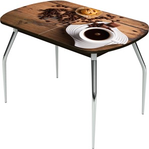 Кухонный раздвижной стол Ривьера исп.2 ноги метал. крашеные №24 Фотопечать (Кофе №14) в Архангельске