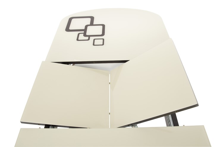 Кухонный раздвижной стол Ривьера мини дерево №1, Рисунок квадро (стекло белое/черный/черный) в Архангельске - изображение 4