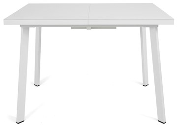 Кухонный раскладной стол Сальвадор-2G (ноги белые, стекло cristal/белый цемент) в Архангельске - предосмотр 1