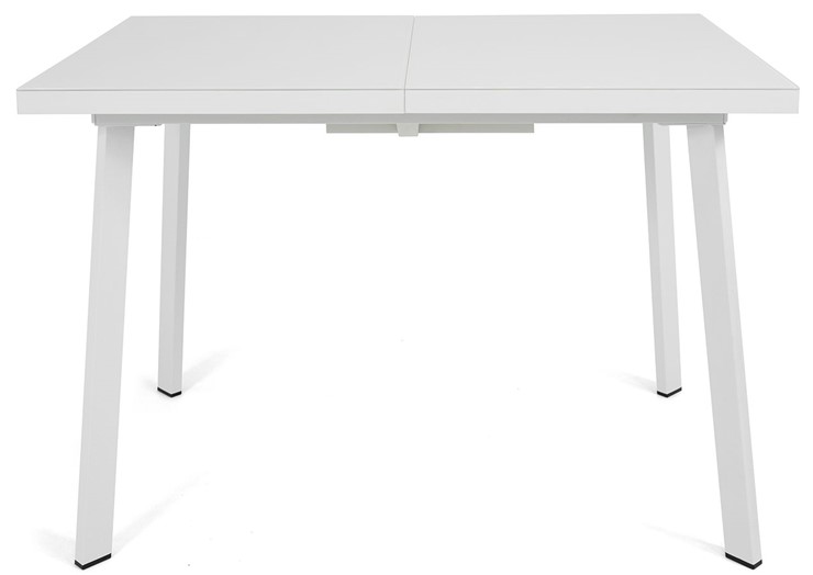 Кухонный раздвижной стол Сальвадор-1G (ноги белые, стекло cristal/белый цемент) в Архангельске - изображение 1