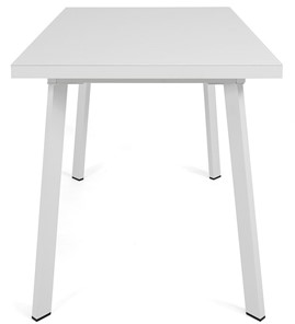 Кухонный раскладной стол Сальвадор-2G (ноги белые, стекло cristal/белый цемент) в Архангельске - предосмотр 2