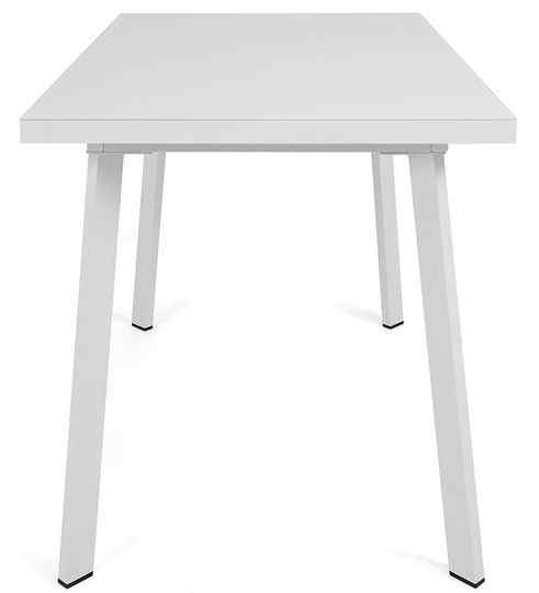 Кухонный раздвижной стол Сальвадор-1G (ноги белые, стекло cristal/белый цемент) в Архангельске - изображение 2