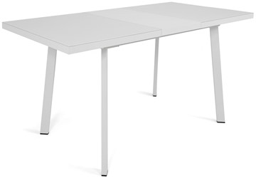 Кухонный раздвижной стол Сальвадор-1G (ноги белые, стекло cristal/белый цемент) в Архангельске - предосмотр 3