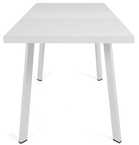 Кухонный раздвижной стол Сальвадор-1G (ноги белые, стекло cristal/белый цемент) в Архангельске - предосмотр 4
