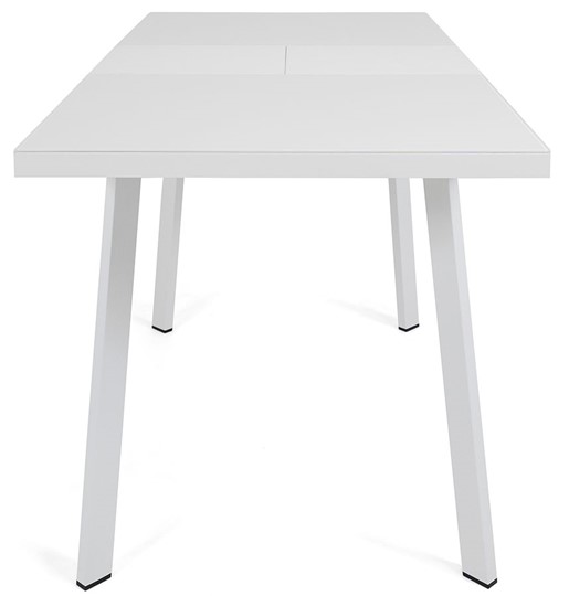 Кухонный раскладной стол Сальвадор-2G (ноги белые, стекло cristal/белый цемент) в Архангельске - изображение 4
