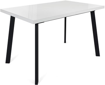 Кухонный стол раскладной Сальвадор-2G (ноги черные, стекло cristal/белый цемент) в Архангельске - предосмотр
