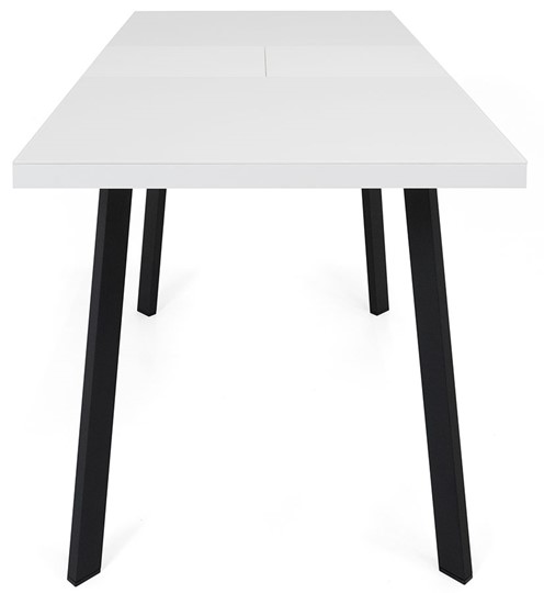 Кухонный стол раскладной Сальвадор-2G (ноги черные, стекло cristal/белый цемент) в Архангельске - изображение 5