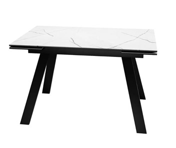 Кухонный стол раздвижной SKL 140, керамика белый мрамор/подстолье черное/ножки черные в Архангельске