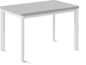 Кухонный раздвижной стол Токио-1L (ноги металлические белые, светлый цемент) в Архангельске - предосмотр