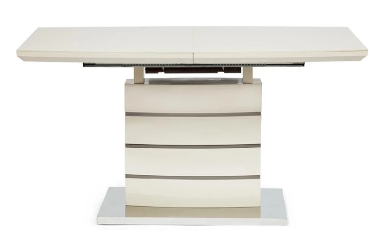 Кухонный стол раскладной WOLF ( mod. 8053-2 ) мдф high gloss/закаленное стекло, 120/160x80x76, слоновая кость/латте в Архангельске - изображение 5