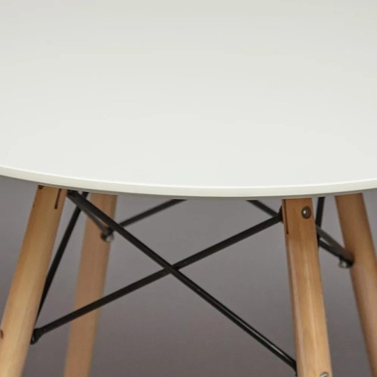 Стол обеденный CINDY NEXT, металл/мдф/бук, D70х75см, белый/натуральный арт.15854 в Архангельске - изображение 2