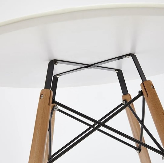 Стол обеденный CINDY NEXT, металл/мдф/бук, D70х75см, белый/натуральный арт.15854 в Архангельске - изображение 3