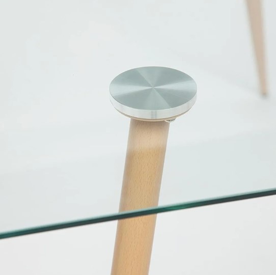Стол обеденный SOPHIA (mod. 5003) металл/стекло (8мм), 140x80x75, бук/прозрачный арт.12098 в Архангельске - изображение 2