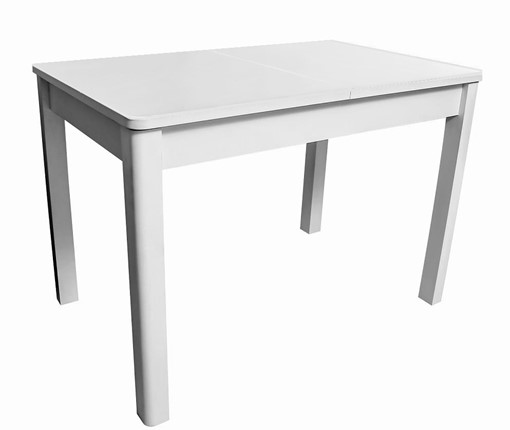 Обеденный стол Айсберг-06 СТ1, белое ЛДСП/стекло белое/прямые массив белый в Архангельске - изображение