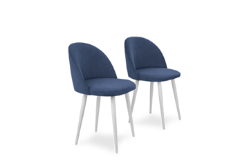 Комплект из 2-х кухонных стульев Лайт синий белые ножки в Архангельске