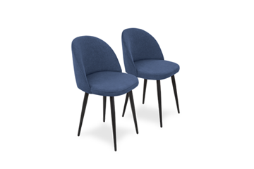 Комплект из 2-х кухонных стульев Лайт синий черные ножки в Архангельске