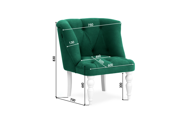 Кресло на ножках Бриджит зеленый ножки белые в Архангельске - изображение 3