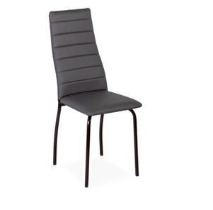 Обеденный стул Волна, прошивка горизонтально, каркас металл коричневый, экотекс серый в Архангельске